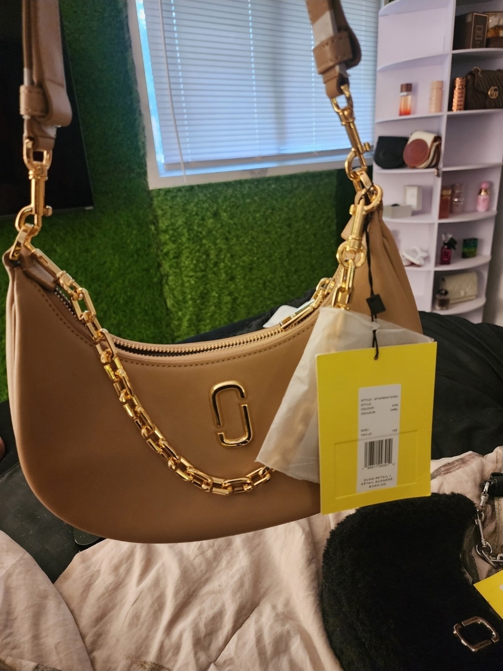 Marc Jacobs Crescent Shoulder Bag in Tan with Gold Hardware